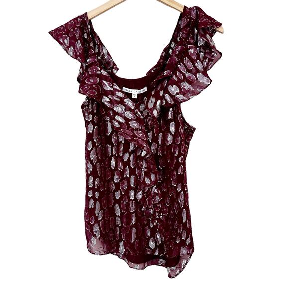 Veronica Beard Benton Maroon Silk Metallic Blouse Sz 8 - Picture 1 of 6